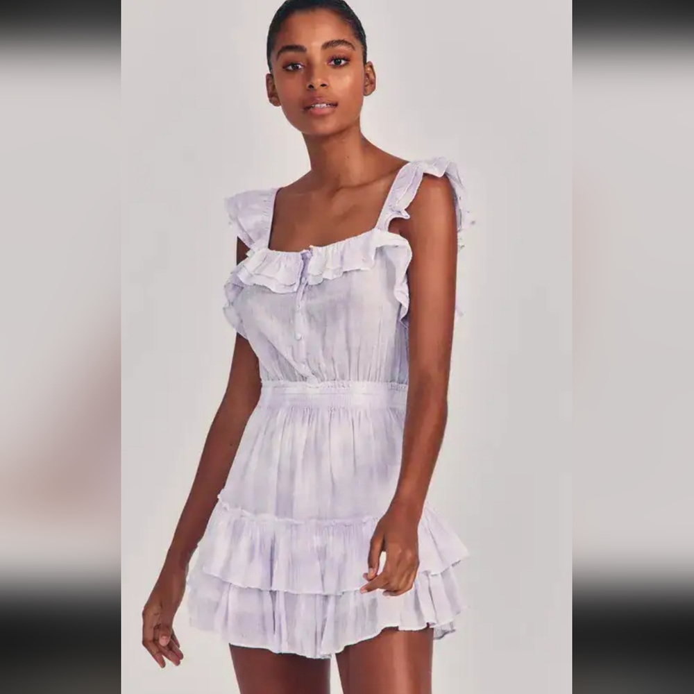 LoveShackFancy Lilac Ruffle Mini Dress